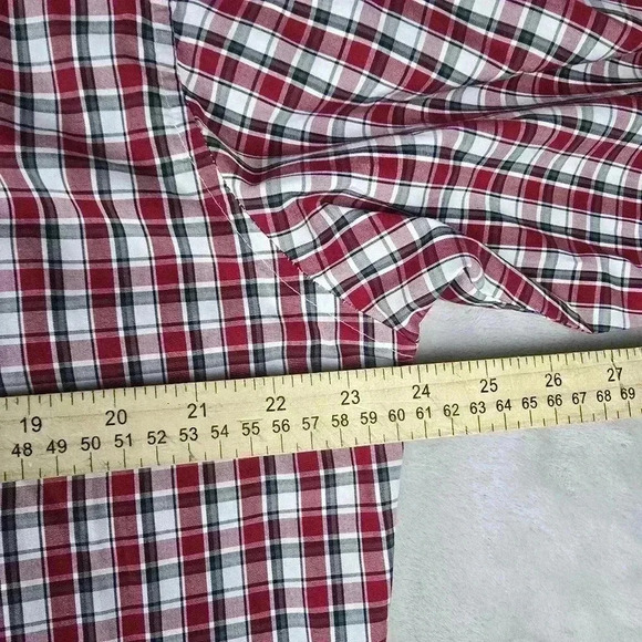 Wrangler Mens Pearl Snap Long Sleeve Red Green White  Plaid Sz L Western Cowboy - Picture 5 of 7